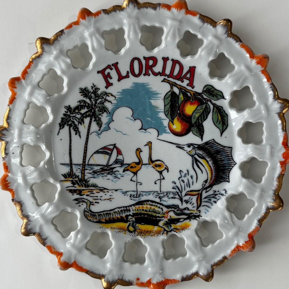 Ceramic state collector plate | Florida souvenir | State plate | wall decor